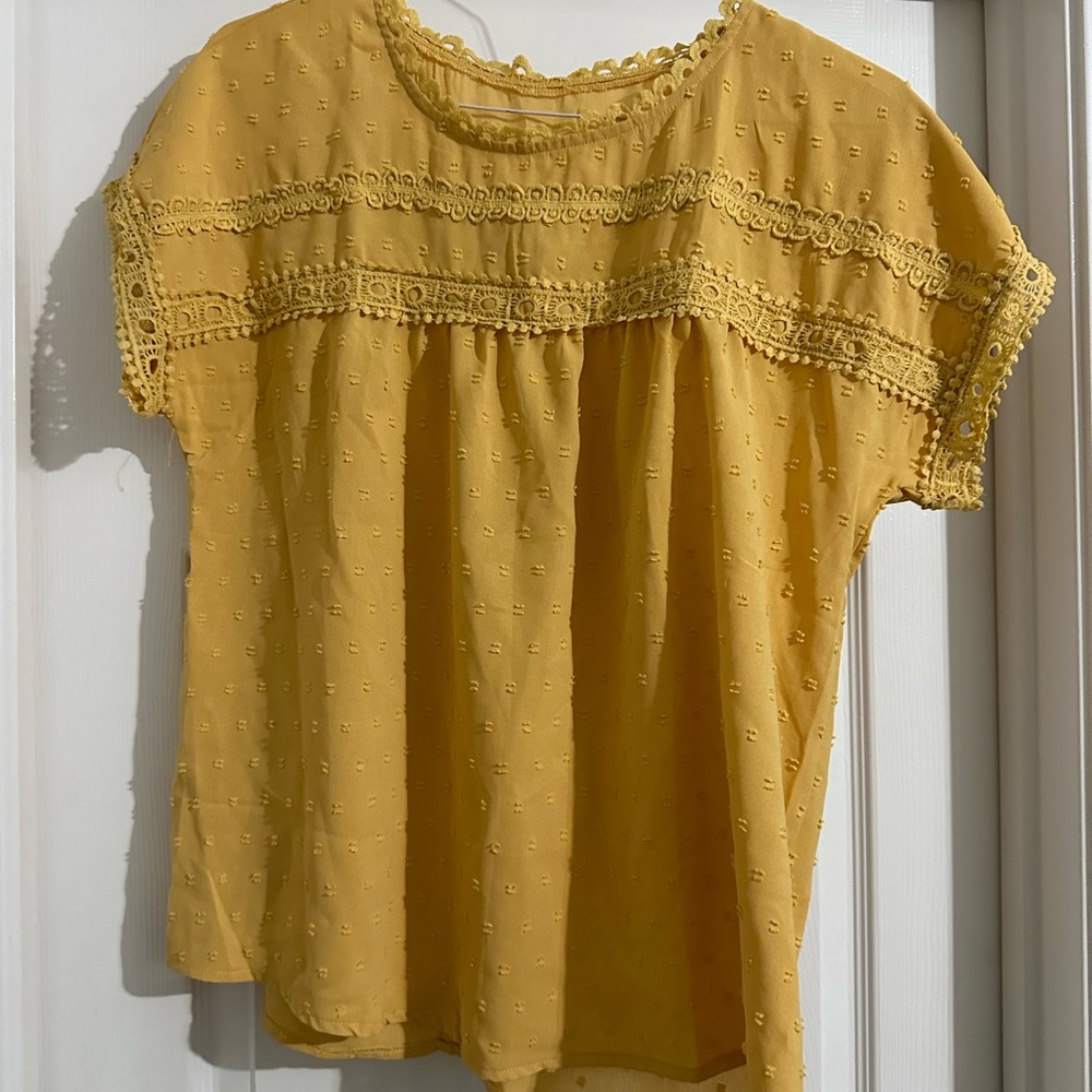 Marigold Lace Trim Women's Top
